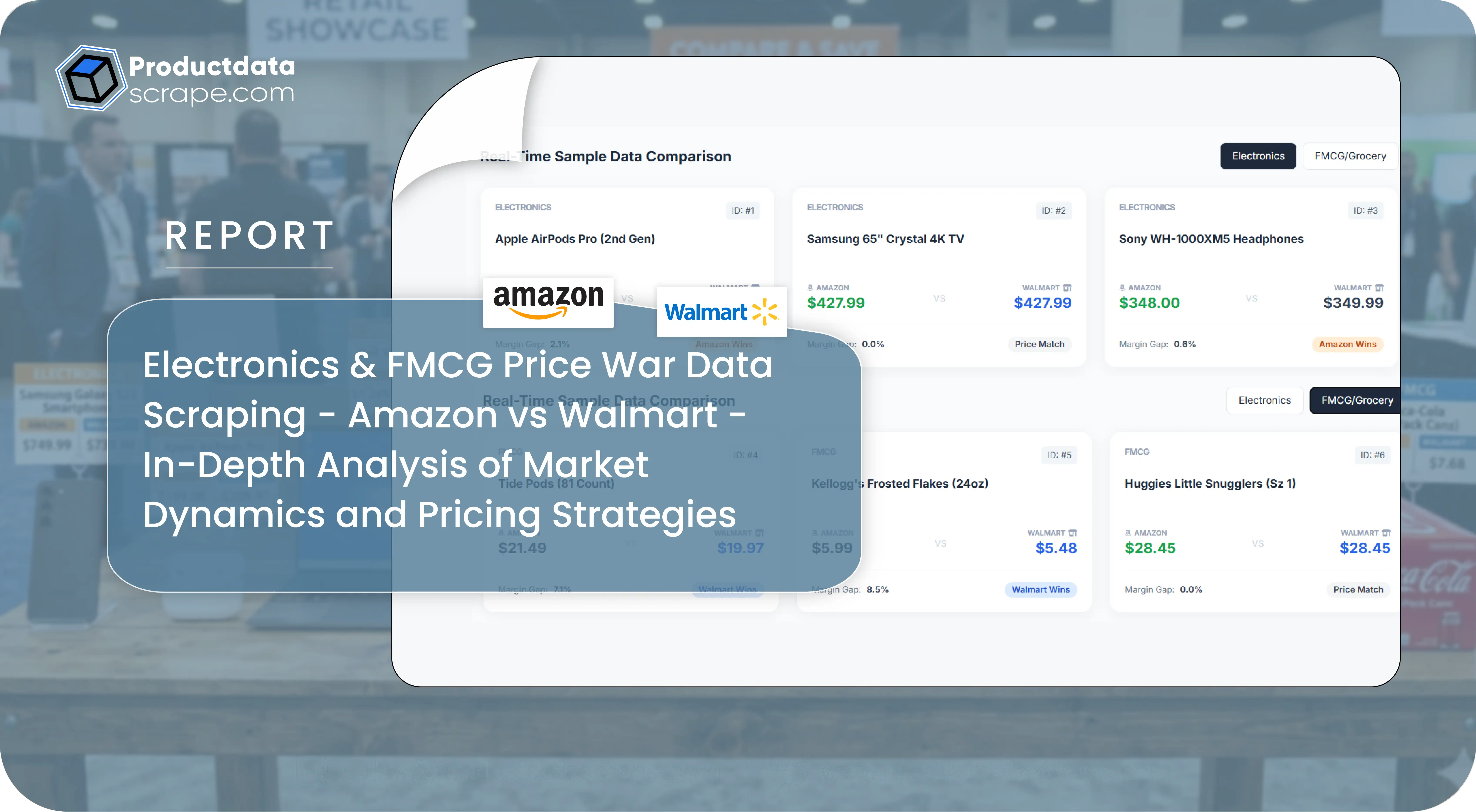 Electronics & FMCG Price War Data Scraping - Amazon vs Walmart - In-Depth Analysis of Market Dynamics and Pricing Strategies